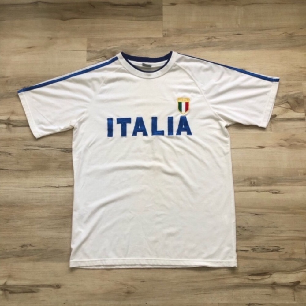 Italia Soccer White and Blue Men's Tee